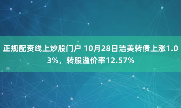 正规配资线上炒股门户 10月28日洁美转债上涨1.03%，转股溢价率12.57%